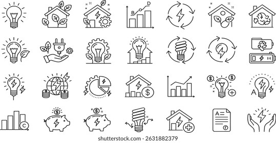 Energy Efficiency Line Editable Icons set 