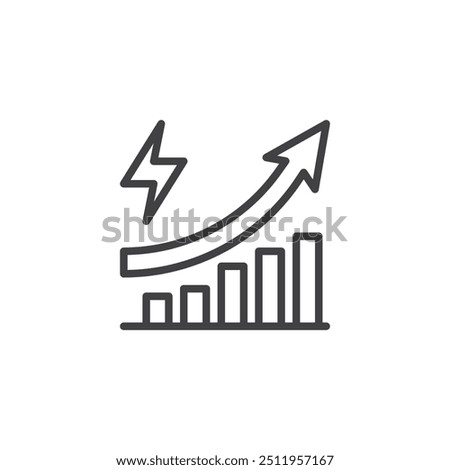 Energy Efficiency line icon. linear style sign for mobile concept and web design. Bar chart with an upward arrow outline vector icon. Symbol, logo illustration. Vector graphics