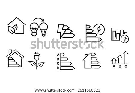 Energy Efficiency Line Icons Set for Eco Design