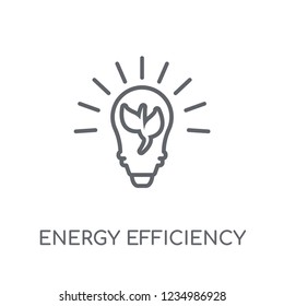 energy efficiency linear icon. Modern outline energy efficiency logo concept on white background from General collection. Suitable for use on web apps, mobile apps and print media.