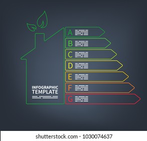 Energy efficiency rating with house icon template for brochures, infographics