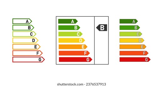Energy efficiency rating icon. Energy saving class symbol. Electricity, epc, euro standart. Outline, flat and colored style icon for web design. Vector illustration.