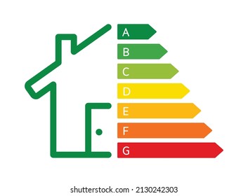 Energy efficiency rating icon sign. Eco house concept