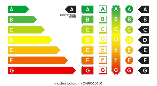 Energy efficiency rating label. Energy efficiency scale. Energetic class of domestic appliances. Vector illustration