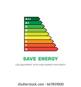 Energy efficiency rating vector icon flat style isolated on white background.