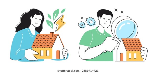 Energy efficiency. Real estate market research. Home ownership, financial planning in housing services