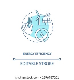 Energy efficiency turquoise concept icon. Sustainability in development. Reduce emission. Civil engineering idea thin line illustration. Vector isolated outline RGB color drawing. Editable stroke