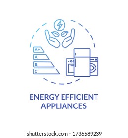 Energy Efficient Appliance Blue Concept Icon. Electricity Economy With Smart House. Power Conservation. Resource Saving Idea Thin Line Illustration. Vector Isolated Outline RGB Color Drawing