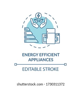 Energy efficient appliance turquoise concept icon. Electricity economy with smart house. Resource saving idea thin line illustration. Vector isolated outline RGB color drawing. Editable stroke