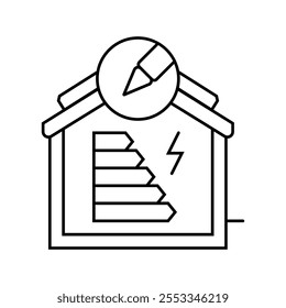 energy efficient building design line icon vector. energy efficient building design sign. isolated contour symbol black illustration