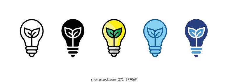 Energy Efficient Bulb Icon Set Coleção de vários estilos