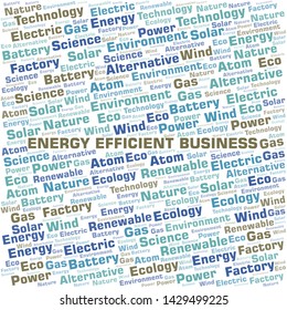 Energy Efficient Business word cloud. Wordcloud made with text only.