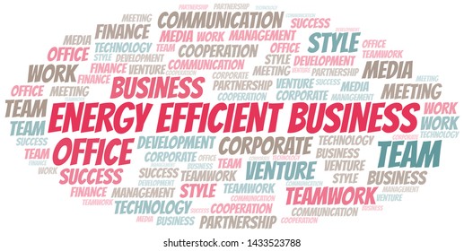 Energy Efficient Business word cloud. Collage made with text only.
