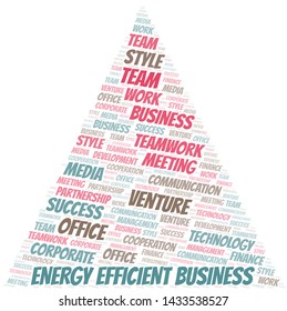 Energy Efficient Business word cloud. Collage made with text only.