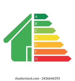 Energy efficient concept with classification graph sign. House energy rating with half house icon. Vector
