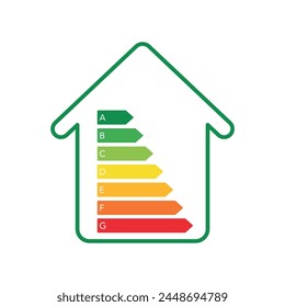 Energy efficient concept with classification graph sign. House energy rating. Vector
