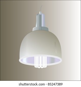 energy efficient fluorescent lamp with shade. vector