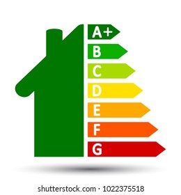 Energy efficient house concept with classification graph – stock vector