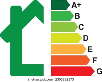 Energy efficient house concept with classification graph sign 