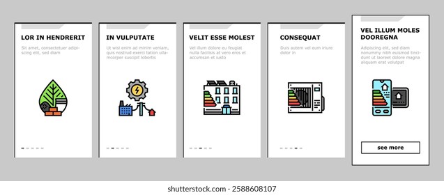 energy efficient technology green onboarding mobile vector environment home, ecology power, house electric, future innovation, eco economy energy efficient technology green illustrations