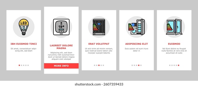 energy efficient technology green onboarding mobile vector environment home, ecology power, house electric, future innovation, eco economy energy efficient technology green illustrations