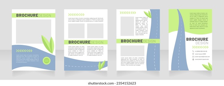 Energy efficient vehicles blank brochure design. Template set with copy space for space. Premade corporate reports collection. Editable 4 paper pages. Barlow Black, Thin, Nunito Light fonts used