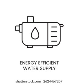 Energy efficient water supply icon with editable stroke for eco-friendly plumbing and smart pump systems