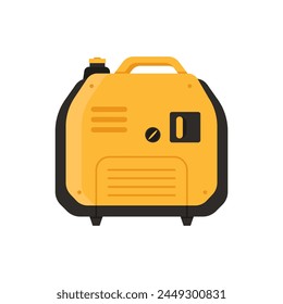 Energy electric generator transformer. Portable gasoline generator, industrial power generator cartoon vector illustration