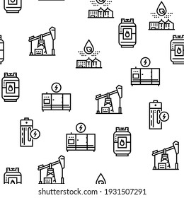 Electricidad Energética E Iconos De Alimentación De Combustible Fijan Vector. Ilustraciones De Contorno De Gasolina Y Gasolina De Gasolina Y De Gasolina, De La Planta Y El Carbón De Energía, De La Gasolina Y De La Gasolina