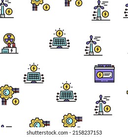 Energy Electricity And Fuel Power Vector Seamless Pattern Thin Line Illustration