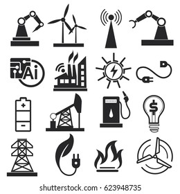 Energy and electricity icon set