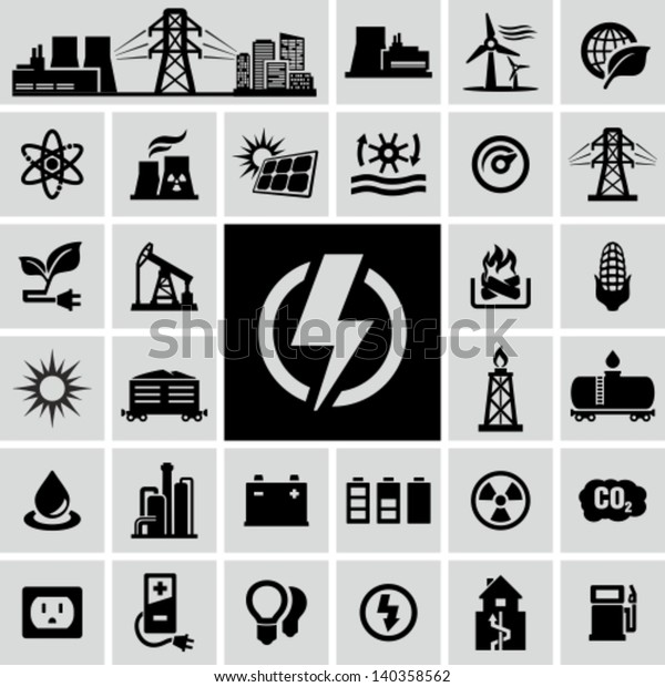 Energy, electricity, power\
icons