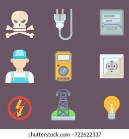 Energy electricity power icons battery vector illustration electrician voltage socket technology.