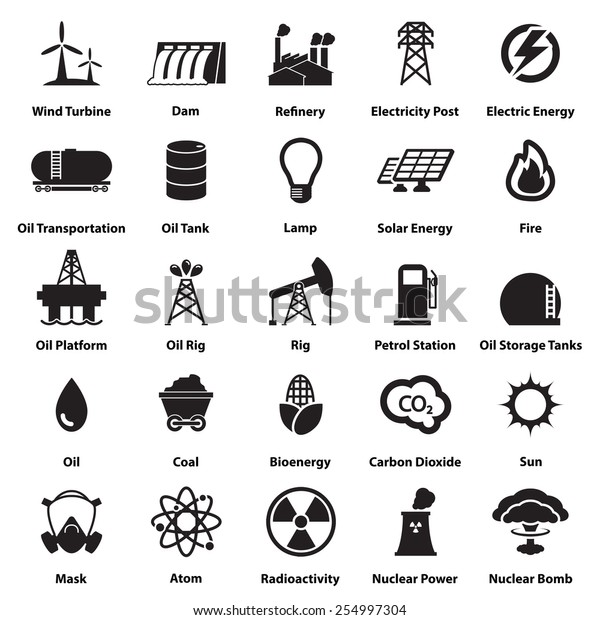 エネルギー 電力 電源のアイコン記号と記号 のベクター画像素材 ロイヤリティフリー