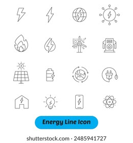 Energy, electricity, power icons. vector illustration