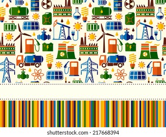 Energy, electricity, power seamless vector background with place for text. Flat style.