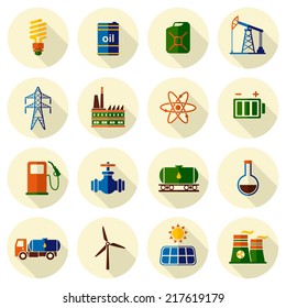 Energy, electricity, power vector icon set with shadows 