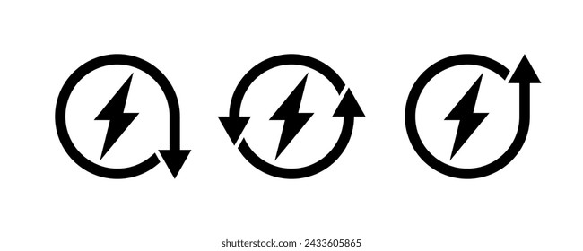 símbolo de energía o electricidad con flecha hacia arriba y hacia abajo