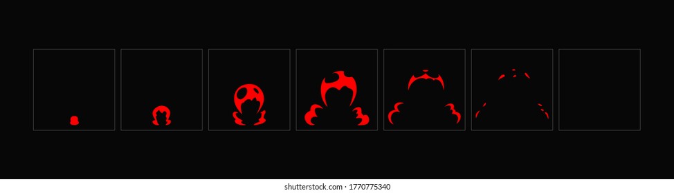 Energy Element Animated FX. Burst Explosion Animation Sprite Sheet for games, cartoon and motion design. EPS10 Vector illustration.