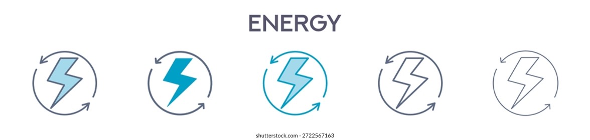 Elemento De Energia Para Design Gráfico - Vários Estilos. Ilustração Vetorial De Duas Cores E Preto. Vários Designs De Ícones Podem Ser Usados Para Celular, Interface Do Usuário, Web
