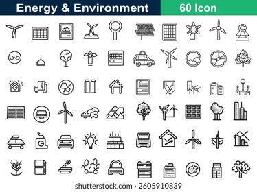 Energy and Environment line art vector icon