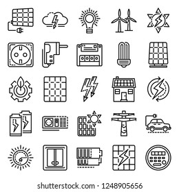 Energy equipment icon set. Outline set of energy equipment vector icons for web design isolated on white background