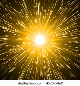 energy explosion with particles and smooth energy trails. yellow version.