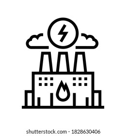vector de icono de línea de fábrica de energía. señal de fábrica de energía. símbolo de contorno aislado ilustración negra