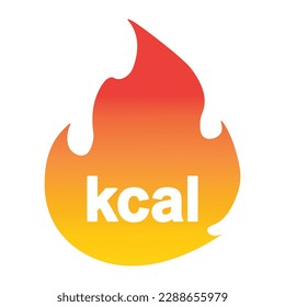 Energy fat burn kcal fire icon. Kilocalorie logo vector weight fitness flame graphic icon illustration. kilocalorie symbolic emblem for food products cover designation, fat burning.