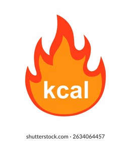 Energy fat burn kcal fire icon. Kilocalorie logo vector weight fitness flame graphic icon illustration. kilocalorie symbolic emblem for food products cover designation, fat burning.