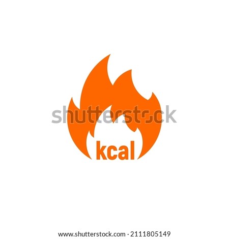Energy fat burn kcal fire icon. Kilocalorie hot logo vector weight fitness flame graphic icon