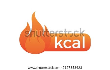Energy fat burn kcal fire icon. Kilocalorie hot logo vector weight fitness flame graphic icon. Vector