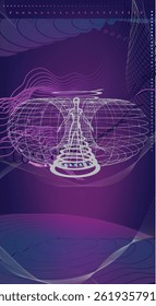 energy field illustration 3d render man woman inside spiral x-ray art vector