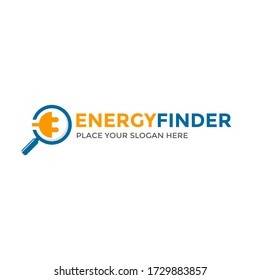 Energy finder vector logo template. This design use plug electric symbol. Suitable for searching or technology. 